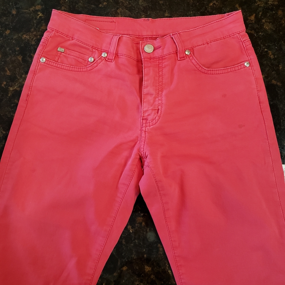 Lacoste red stretch cotton pants